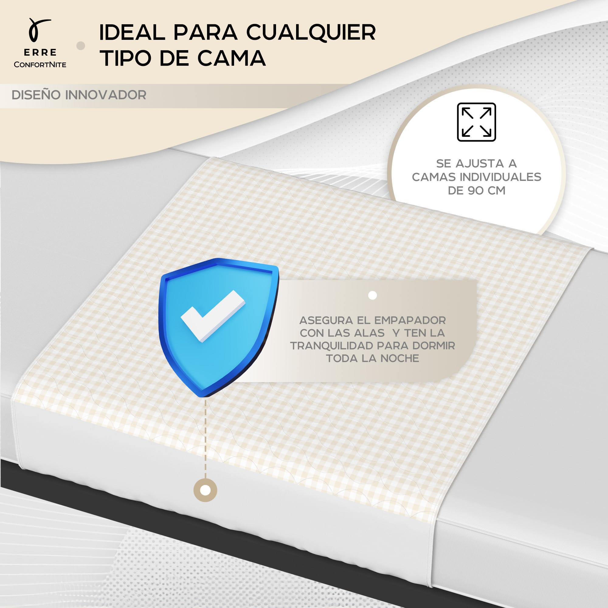 CONFORTNITE Empapadores Cama Adultos Lavables de Algodón Orgánico - 4 Capas Súper Absorbentes - 90 x 85 cm con Alas de 40 cm - Empapador Impermeable y Reutilizable (1 Unidad)