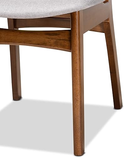 Miniatura 7 de Baxton Studio Katya - Juego de sillas de comedor tapizadas de tela gris y madera con acabado marrón nogal, juego de 2 sillas de comedor