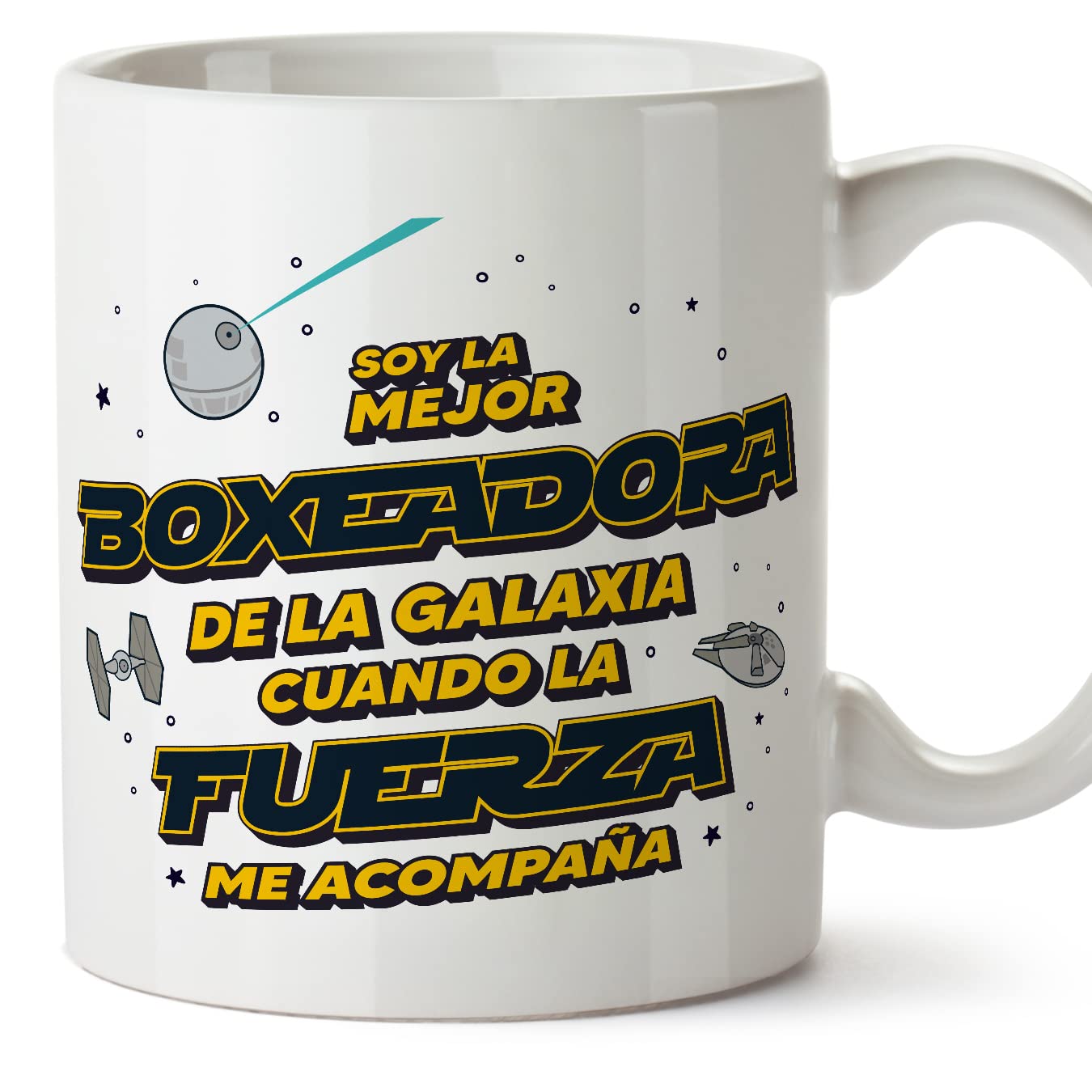MUGFFINS Tazas para JEFE hombre - En Español - Mejor de la Galaxia Cuando Fuerza me Acompaña - 11 oz / 330 ml - Regalo original y divertido — view 303
