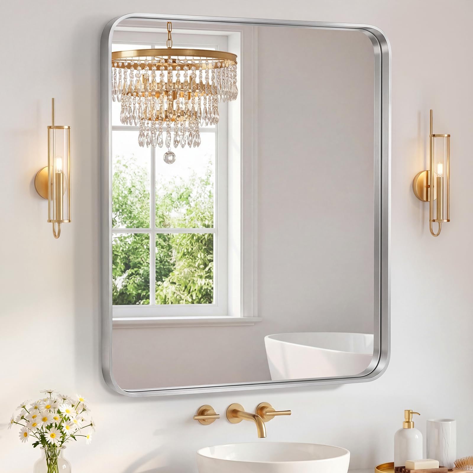Sweetcrispy Bathroom Mirror 48x36 Inch, Vanity Mirror for Wall