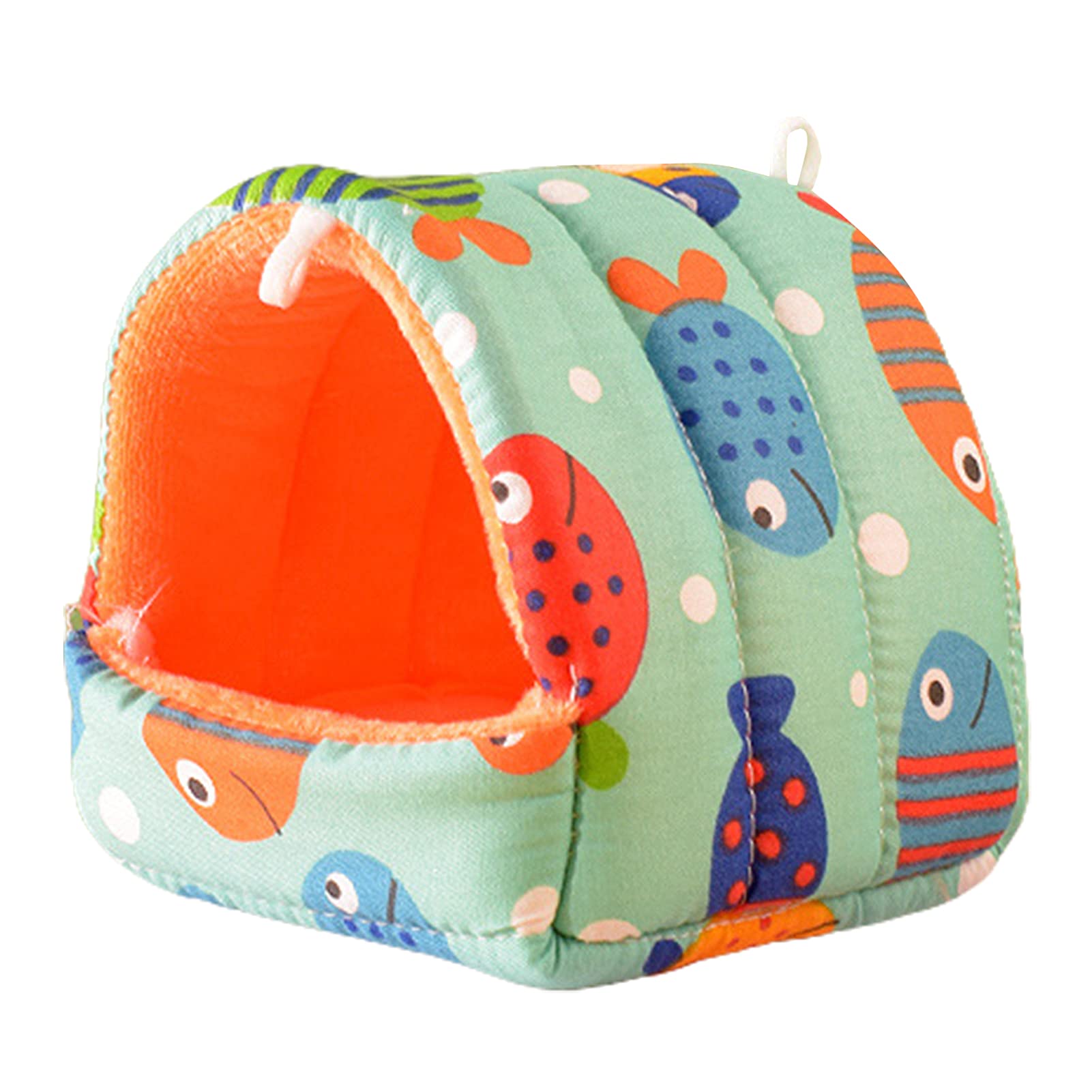 Hamster Nest Warm Cotton Nest Comfortable Large Hideout - Washable Guinea Pig Cage Accessories for Guinea Pigs, Chinchillas, Hamsters, Hedgehogs Small Animal Bed Cage Accessories Green Fish L