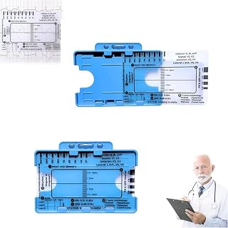 ECG 7 Step Ruler, ECG/EKG 7 Step Ruler Card for ECG/EKG Interpretation, Portable Pocket ECG EKG Card Ruler Measuring Tool, Electrocardiogram Ruler for EKG Techs Students Nurses (with organizer, 2 PCS)