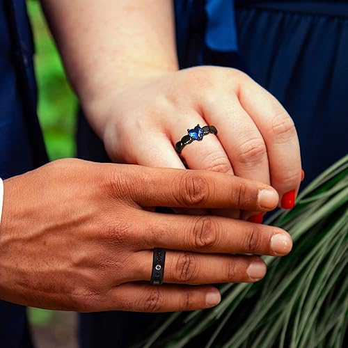 Miniatura 4 de Anillos a juego personalizados para parejas, juego de anillos de promesa personalizables, de acero inoxidable hipoalergénico personalizable para