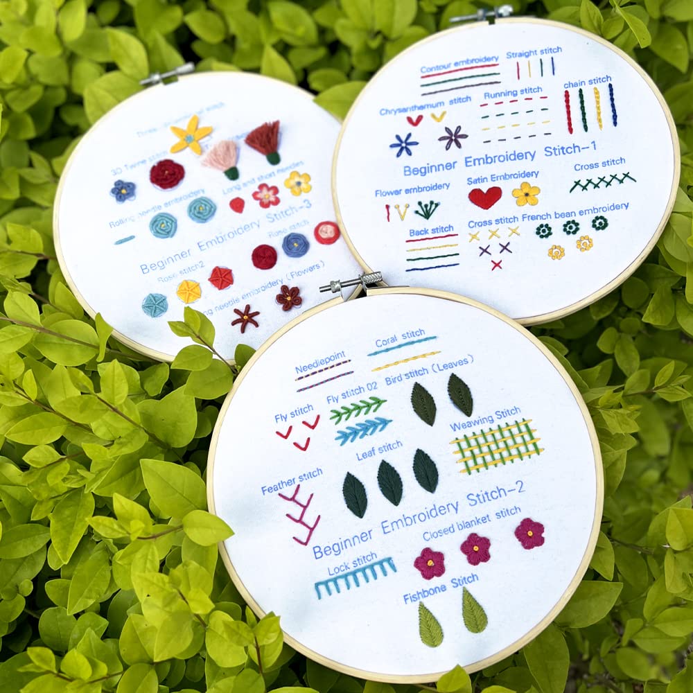 Kit De Bordado Para Principiantes - 3 Diseños De Rana, Incluye Aro, Hilos, Agujas Y Herramientas, Ideal Para Regalo