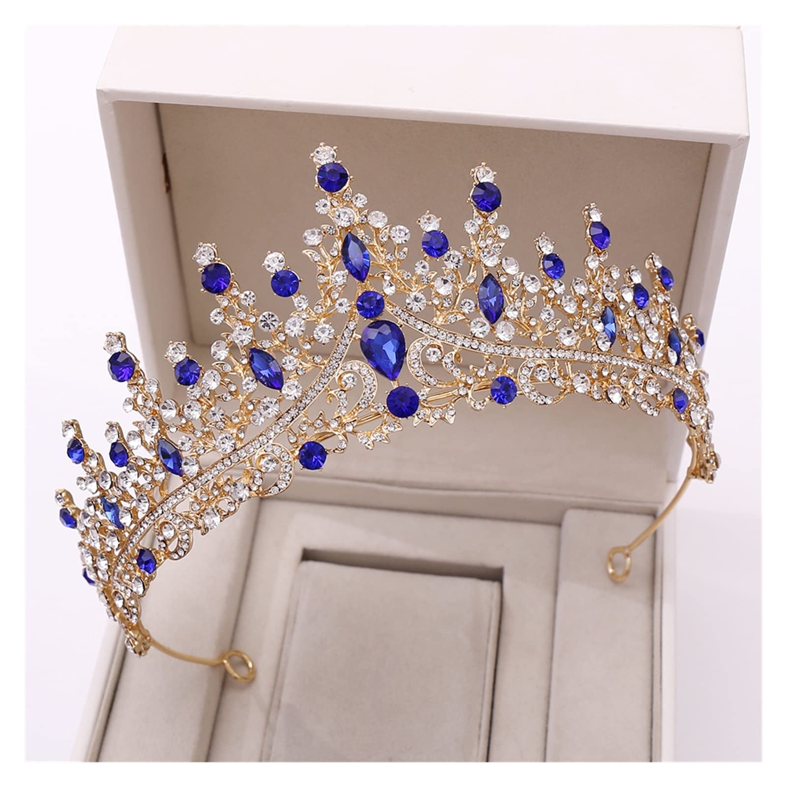 LNNSHX Barock Retro Rose Gold Pfirsich Kristall Braut Tiaras Krone Strass Festzug Prom Diadem Braut Stirnband Hochzeit Haarschmuck Tiara (Metallfarbe: Gold)