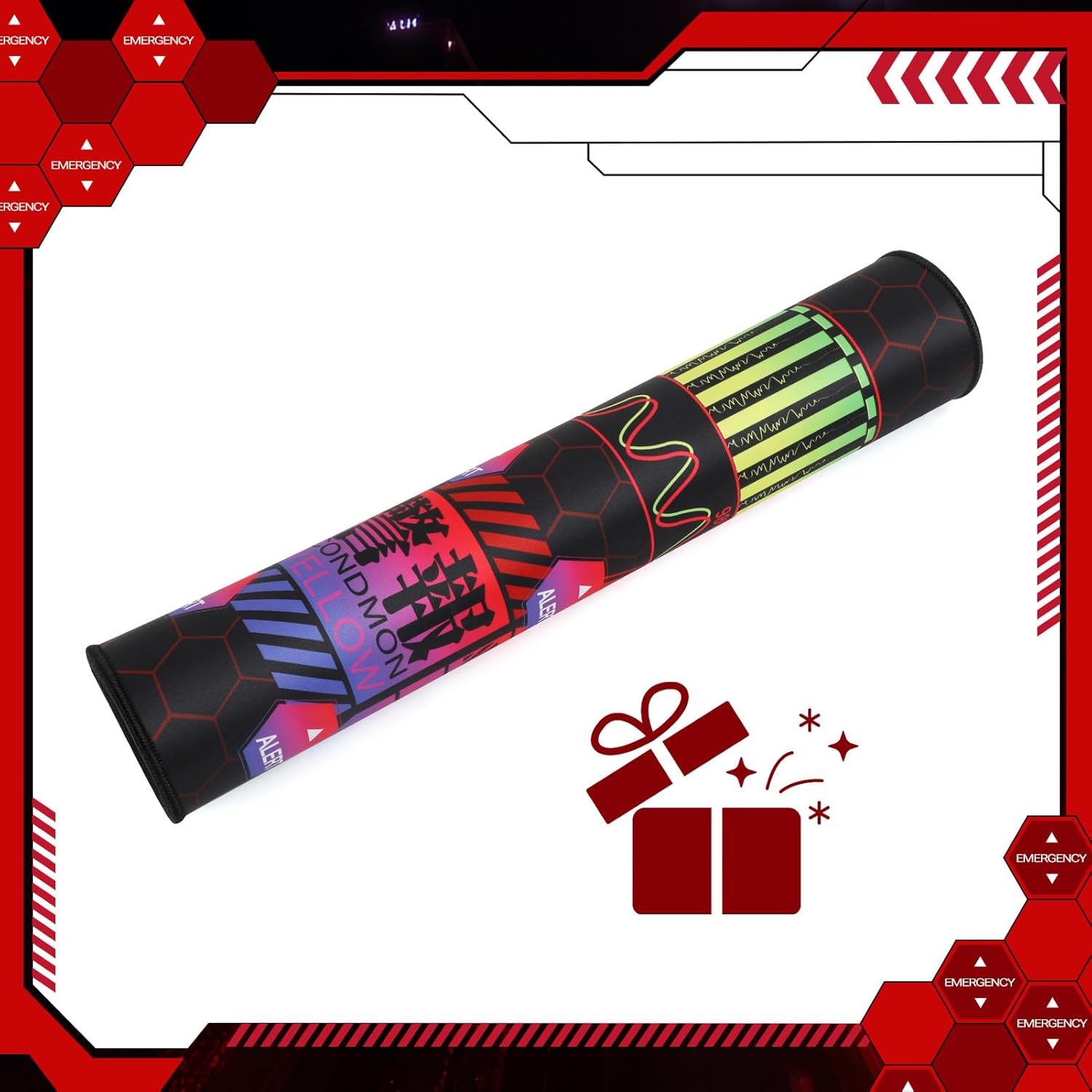 Mouse Pad EVA Unit - 01 Themed Gaming Mouse Pad 35.4"x15.7", Cyber Alert Emergency Interface Design