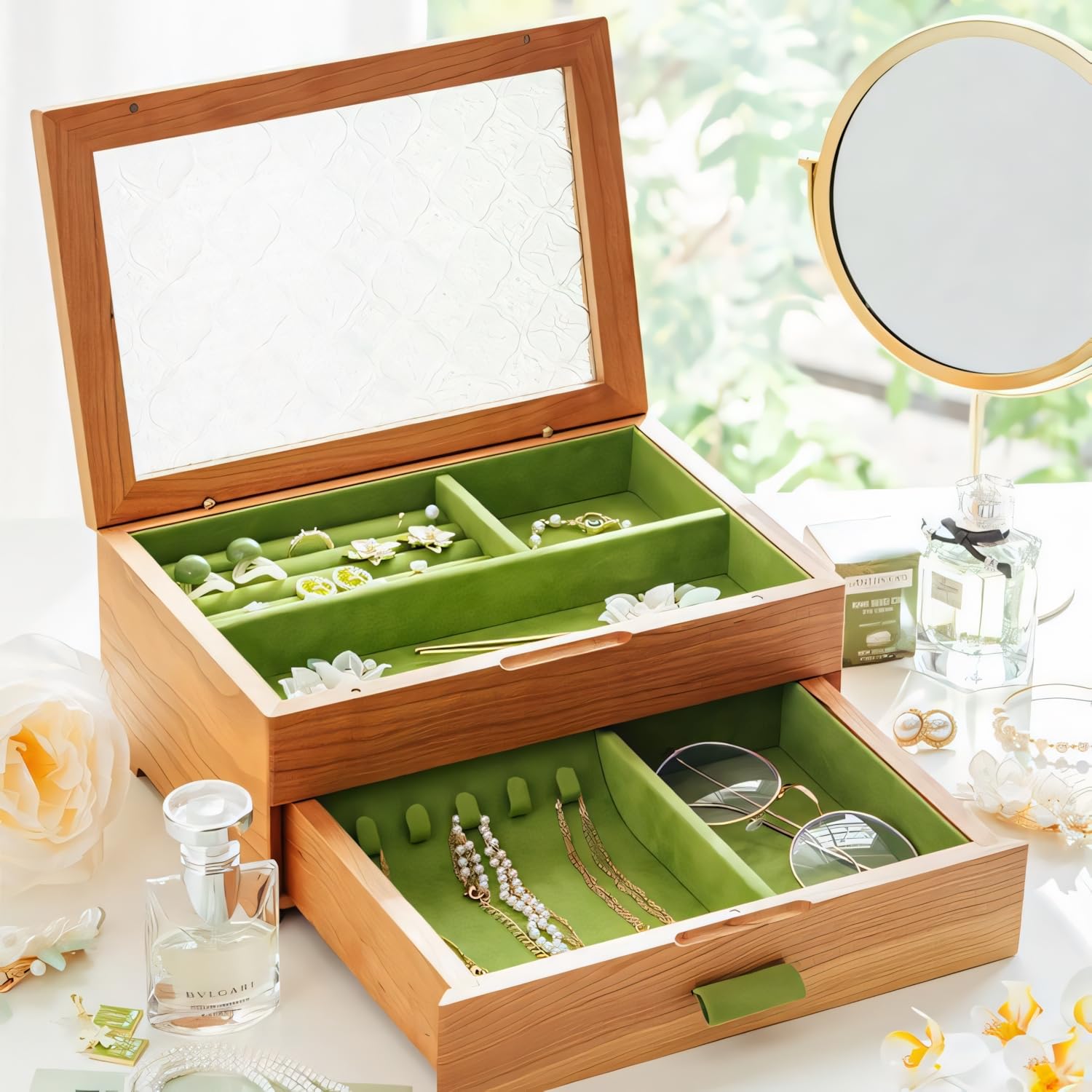 Amazon｜IwaiLoft ジュエリーボックス アクセサリーケース 大