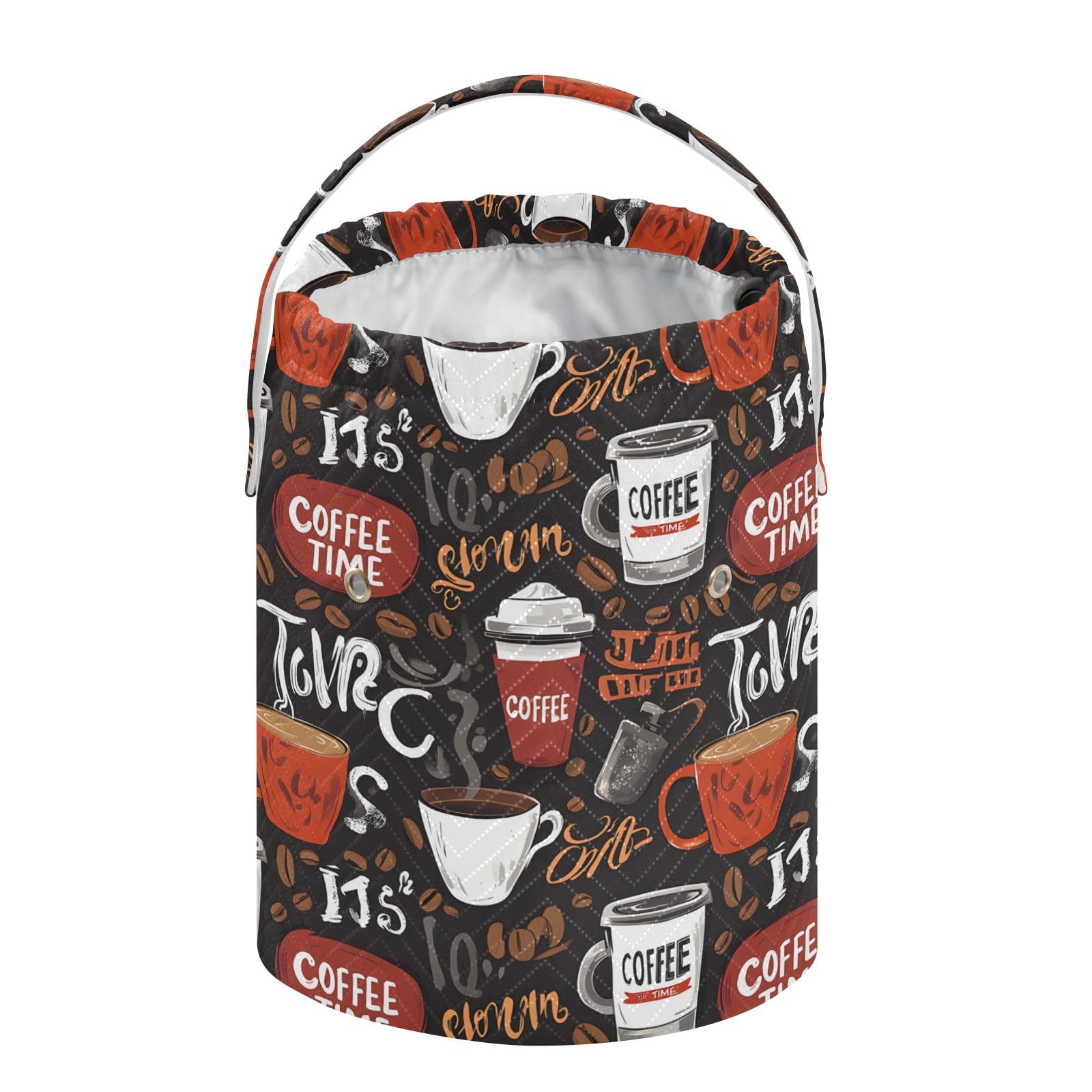 Yarn Storage Bag Small Crochet Bag Knitting Bag Organizer Coffee Time Brown Yarn Bags for Crocheting Basket