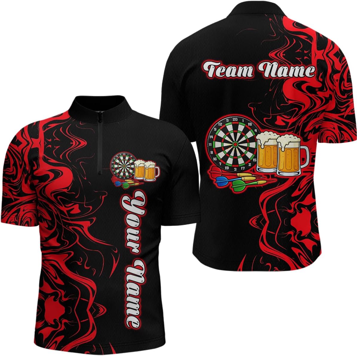 Colorful Beer Dart Shirt for Team Men Women Dart Shirts Custom Funny Beer Dart Jersey Dartboard Shirt Polo & Quarter Zip