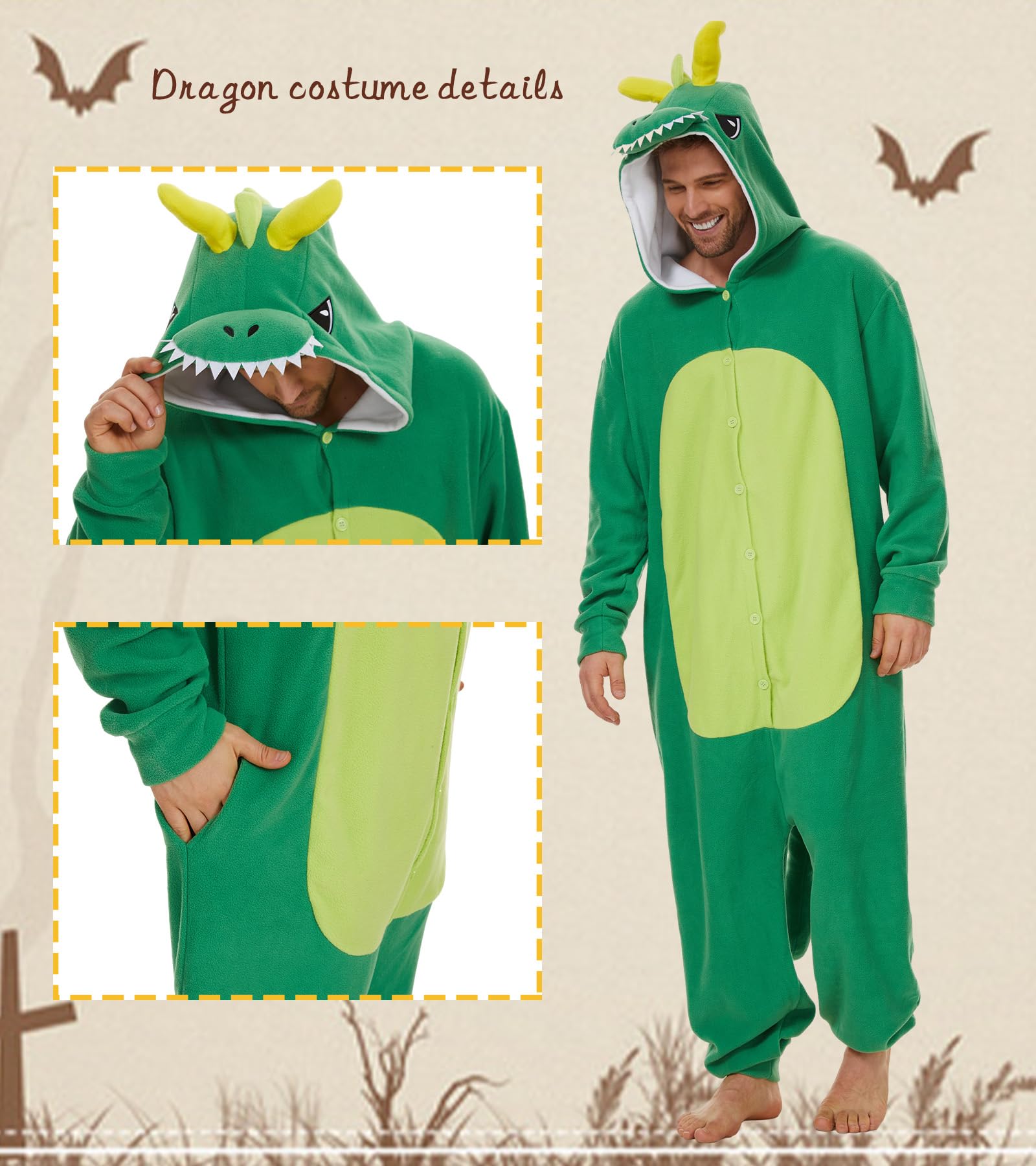 Guturris Pyjama Dragon Adultes Onesie Unisexe Halloween Cosplay Costume de Noël Combinaison de Nuit Vêtements de Détente