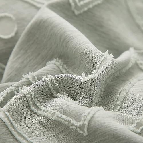 Miniatura 4 de Dobuyly Juego de edredón bohemio tamaño matrimonial, juego de ropa de cama de 3 piezas de microfibra ligera y suave con teñido catiónico verde