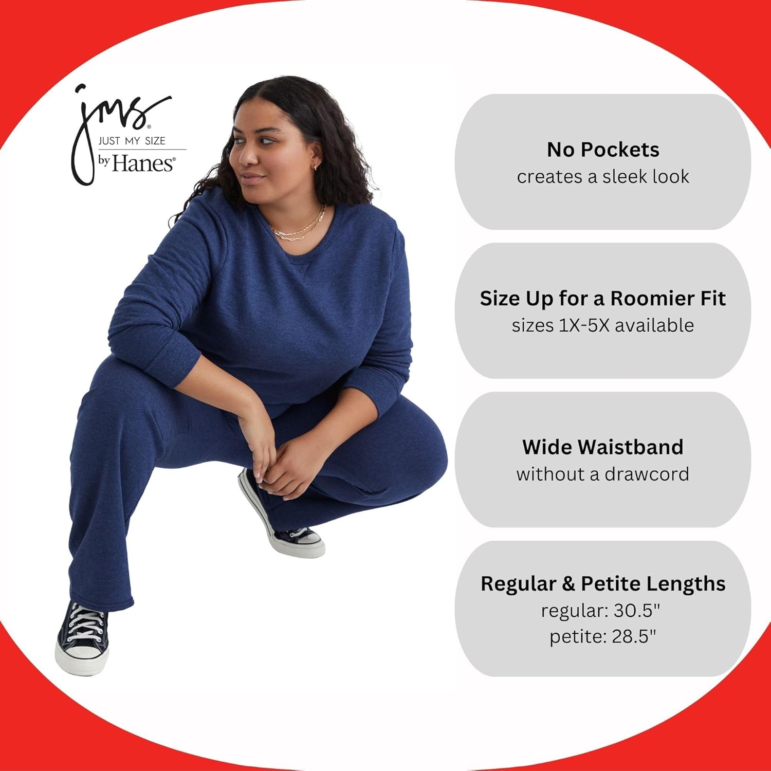 JUST My Size Womens Plus Size EcoSmart Sweatpants - Image 3