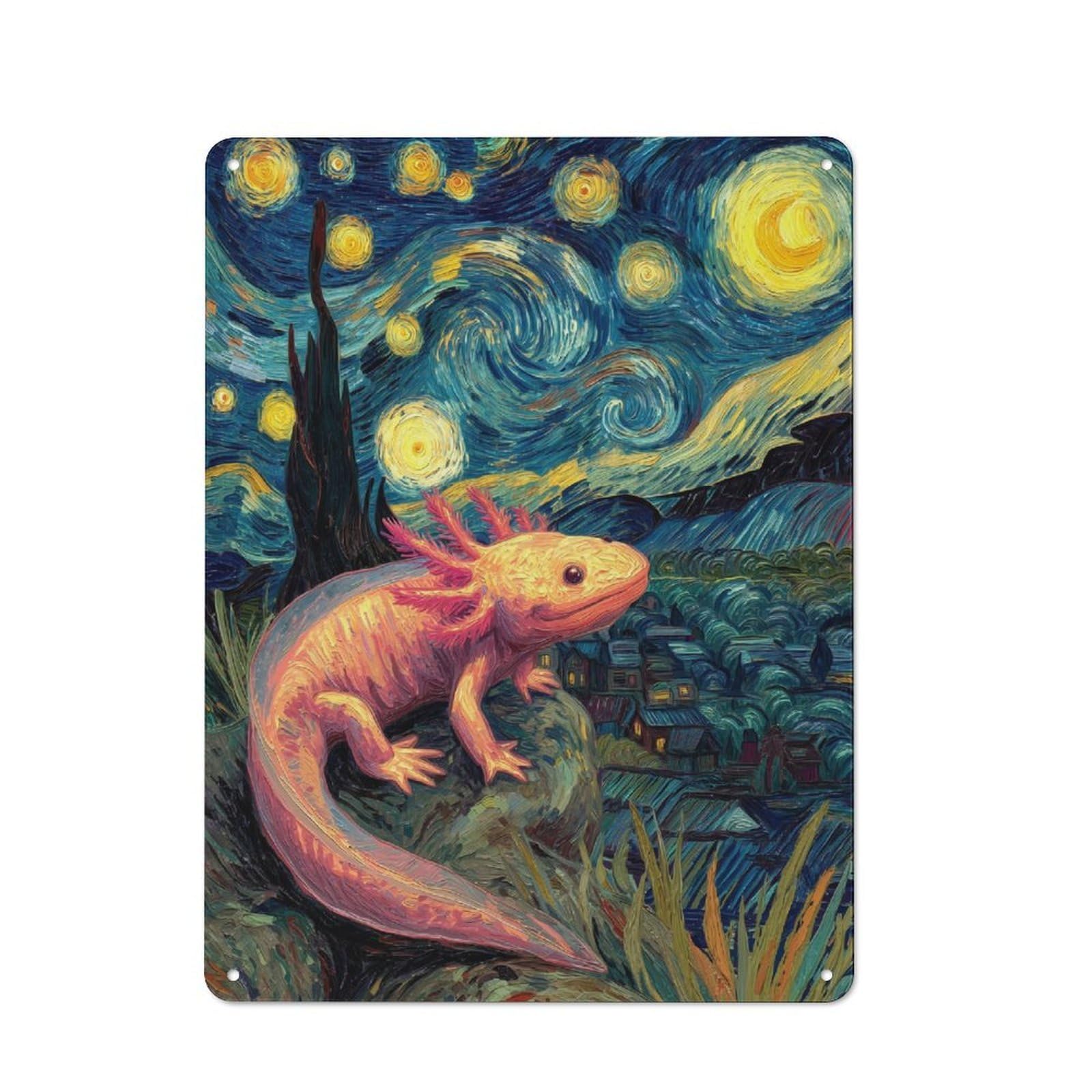 Junmoney Aquatic Serpent In Starry Night Clean Industrial Decorative Metal Plaque 40X30cm, Loft Wall Plaque For Modern Home, Workshop, Office Or Cafe