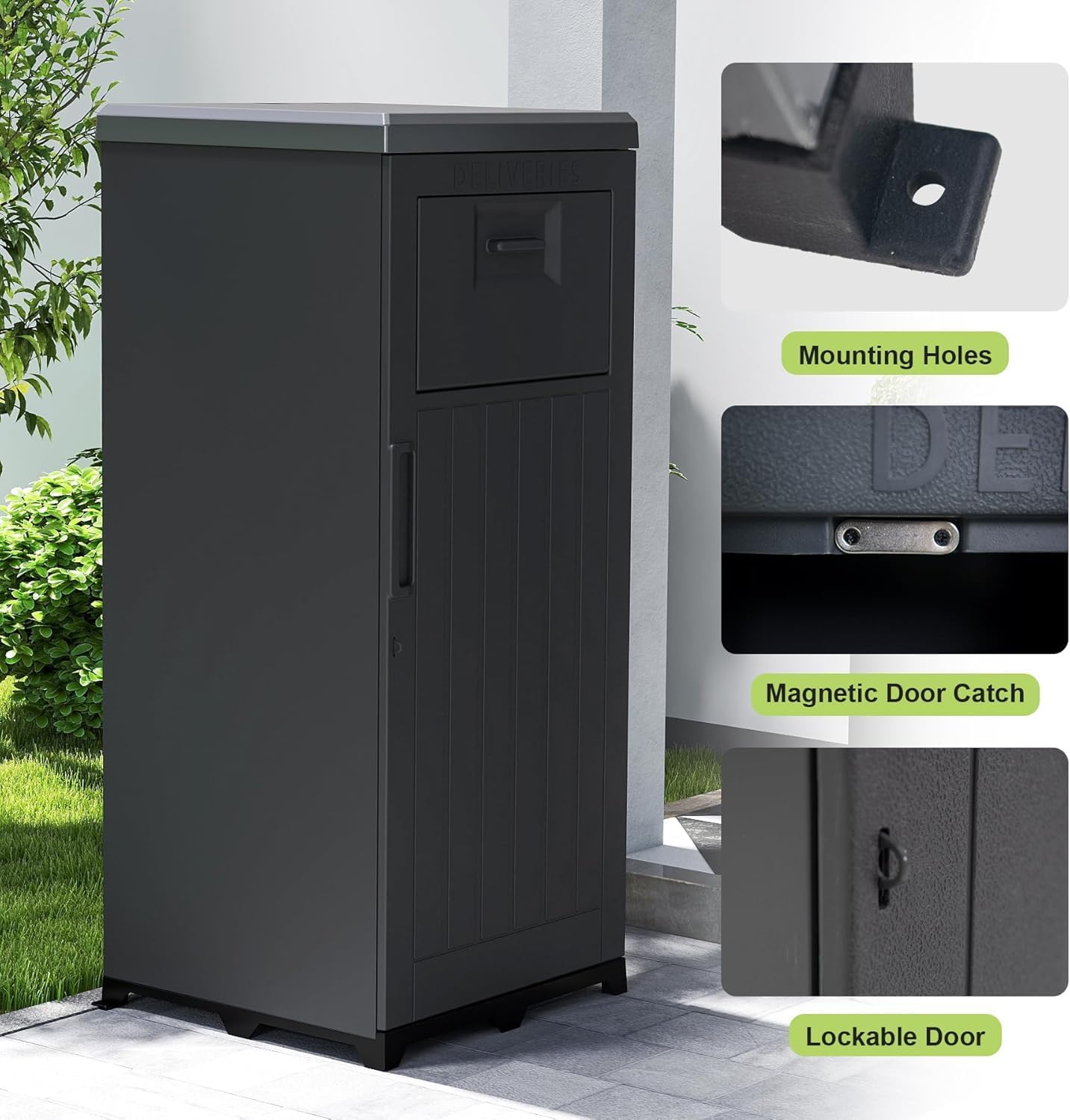 Package Delivery Box for Outside, Large Parcel Drop Box with Top Drop Chute for Packages, Anti-Theft Lockable Package Mailbox with Drop Slot for Mails & Home Porch, 49'' x 21''x 21''