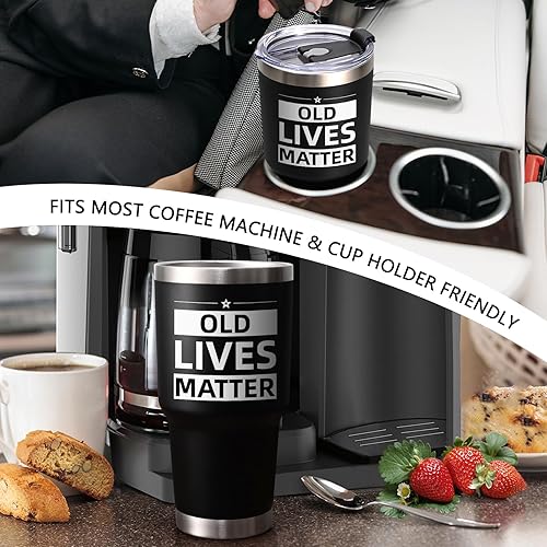 Miniatura 6 de Gingprous Old Lives Matter - Vaso divertido regalo de cumpleaños, regalo de jubilación para abuelo, tío, anciano, 40, 50, 60, 70, 80, regalo de