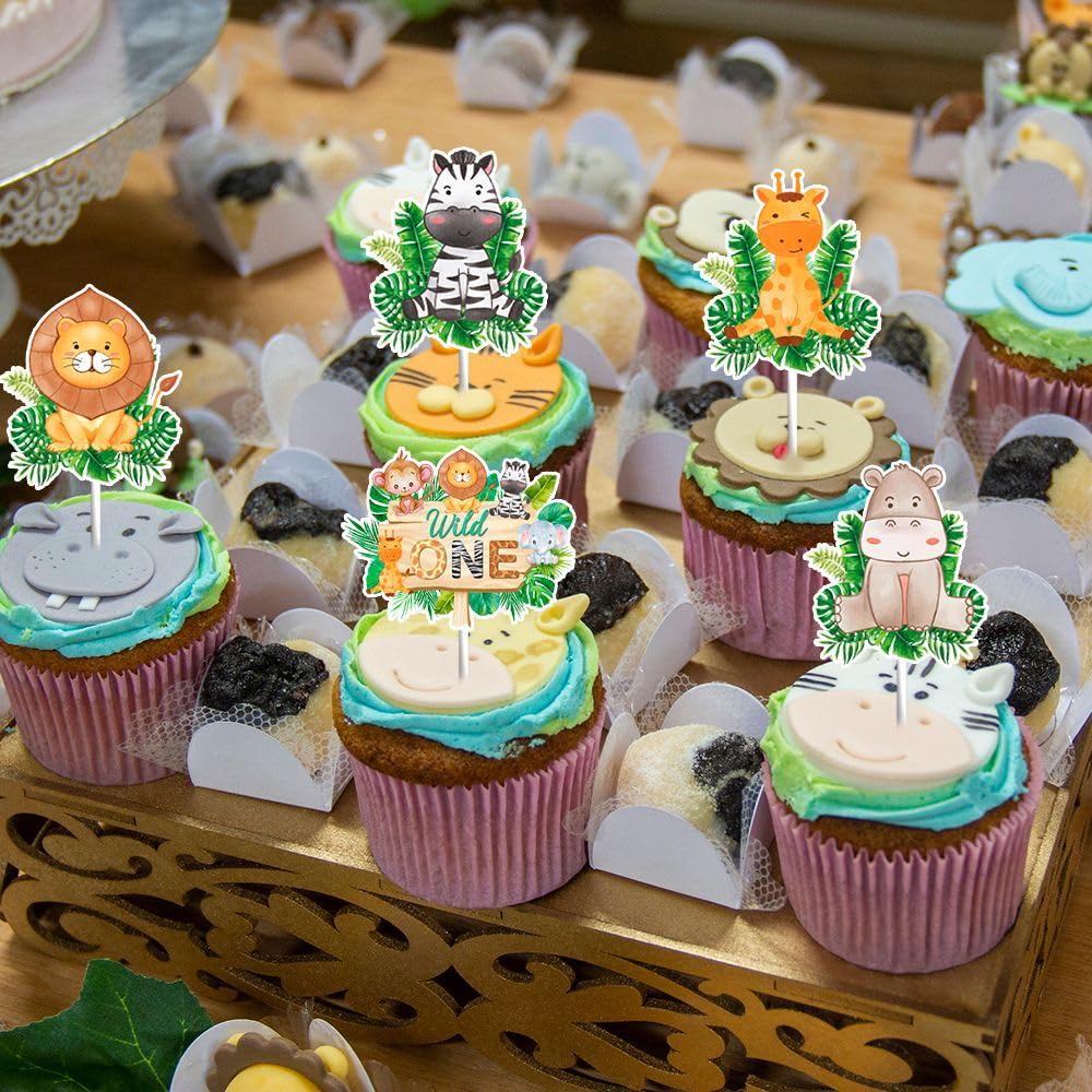 Safari Mouse Cupcake Toppers 18pcs | Wildlife Animal Cake Decorations For Jungle Theme Birthday, Baby Shower & Party Supplies