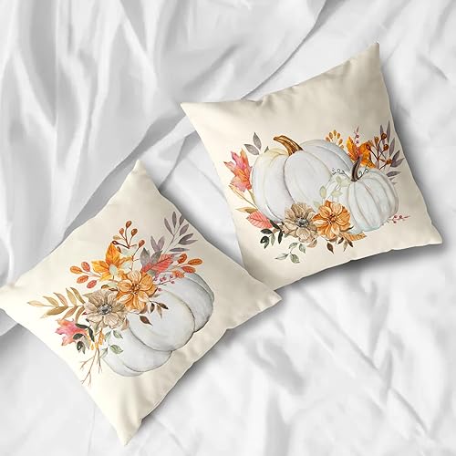 Miniatura 8 de Fundas de almohada de otoño de 22 x 22 pulgadas, juego de 2 fundas de almohada de otoño de granja, Acción de Gracias, fundas de almohada decorativas
