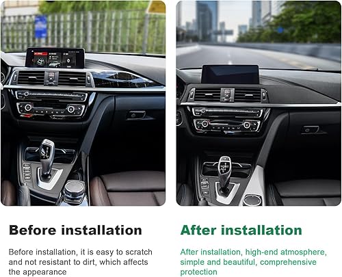 Miniatura 5 de Alcántara - Adhesivo decorativo para consola central de automóvil, accesorios compatibles con BMW F30 2013 2014 2015 2016 2017 2018 2019 (negro)