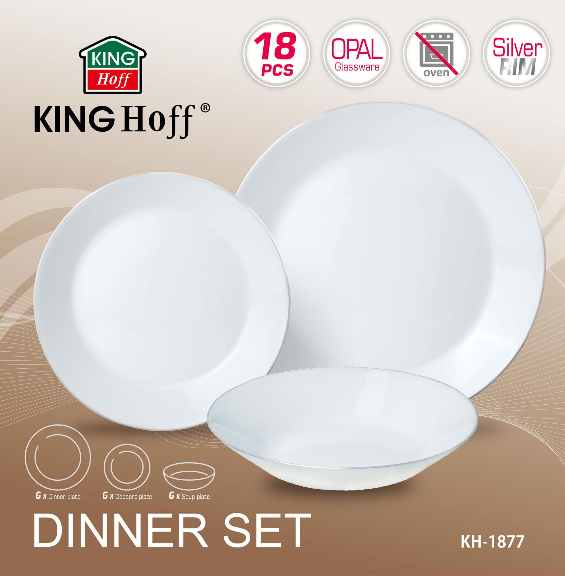 KOMPLET OBIADOWY OPAL DLA 6 OSÓB 18 ELEM. KINGHOFF KH-1877