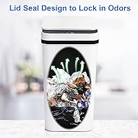 Vista 4 de Botes de basura para baño con tapa, paquete de 2 cubos de basura pequeños y delgados con sensor de movimiento automático sin contacto de 2.2