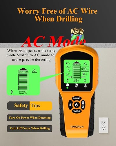 Miniatura 6 de Escáner de pared 6 en 1 mejorado para detectar paneles de yeso, vigas centrales de madera, metal, cables de CA con sensor magnético, regalos para
