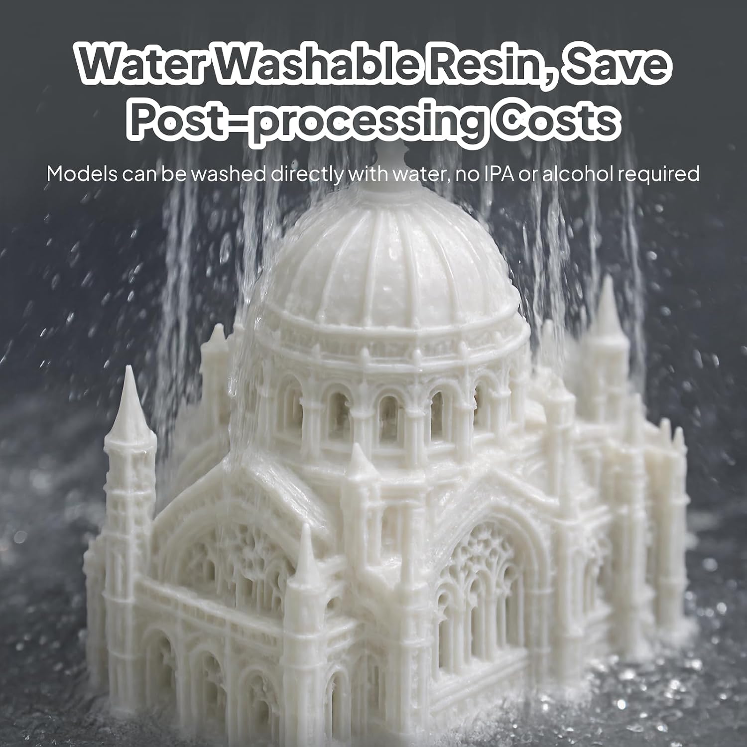 ELEGOO Water Washable Resin for 3D Printing, 3D Printer Resin with Low Odor, Easy to Clean, 405nm Fast UV-Curing Photopolymer Resin, Compatible with MSLA DLP LCD 3D Printer, Ceramic Grey 1000g