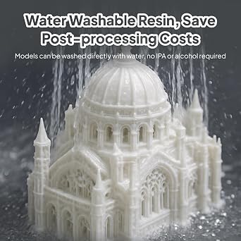 ELEGOO Water Washable 3D Printer Resin, Ceramic Grey 2000g, Fast Curing, Easy Cleanup with Water, Smooth Finish & High Precision 405nm UV Resin for LCD/MSLA 3D Printing