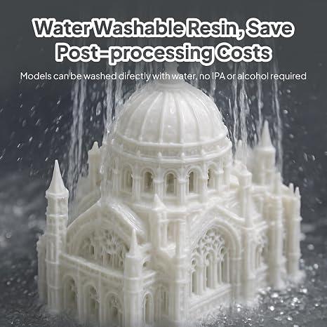 ELEGOO Water Washable 3D Printer Resin, Ceramic Grey 2000g, Fast Curing, Easy Cleanup with Water, Smooth Finish & High Precision 405nm UV Resin for LCD/MSLA 3D Printing