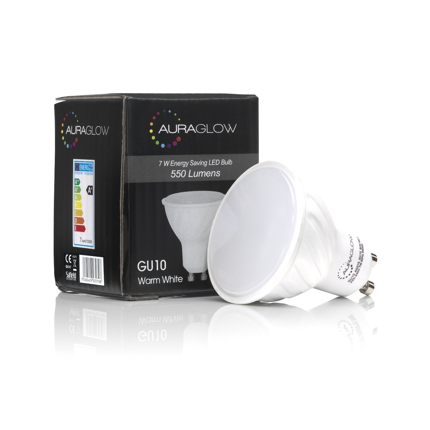 Auraglow Bombillas LED GU10 5.3W Retrofit, Blanco Frío 70W, Pack de 16 | 550 lúmenes, luz de día 6500K, muy brillante para cocina, oficina y zonas de trabajo, bajo consumo