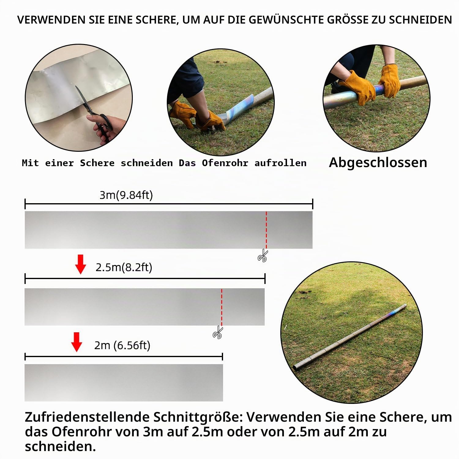 TrekReviveTitan/Edelstahl aufrollbares Kaminrohr, leicht und tragbar, DIY-Faltbarer Kamin für heißen Zeltofen, Warmes Zelt Camping