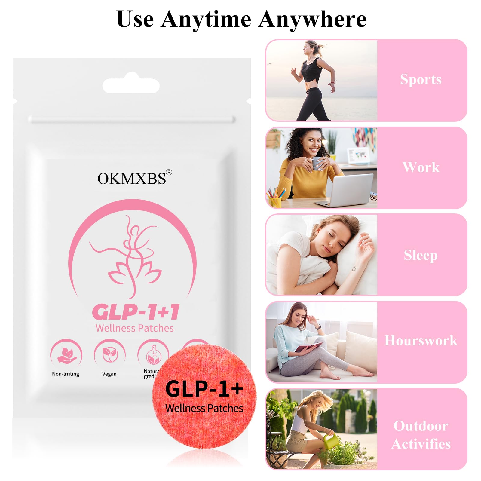 GLP-1 Patch - Natural Ingredients,8-Hour Long-Lasting Formula Support,Suitable for Men and Women's Body Care Patches,Can be Applied to Various Parts of The Body (60PCS)
