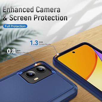 for Motorola G 5G 2024 Case with Screen Protector,Slim Fit Bumper Heavy Duty Dual Layer Shockproof Armor Protection Defender Back Cover Protective Phone Case for Moto G 5G 2024 (Blue)