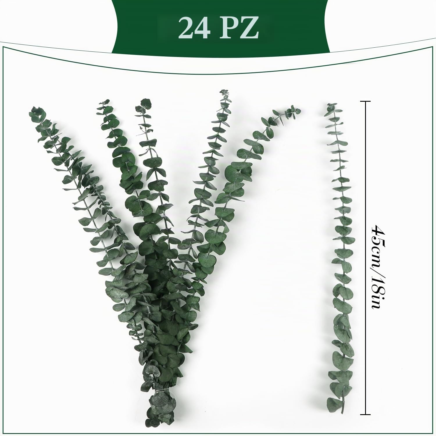 24 Pezzi Eucalipto Secco Vero 45CM Fiori Secchi Naturali Foglie di Eucalipto Gambi Reali di Eucalipto Rami di Piante Secche per Doccia Wedding Flower Arrangement Home Decor