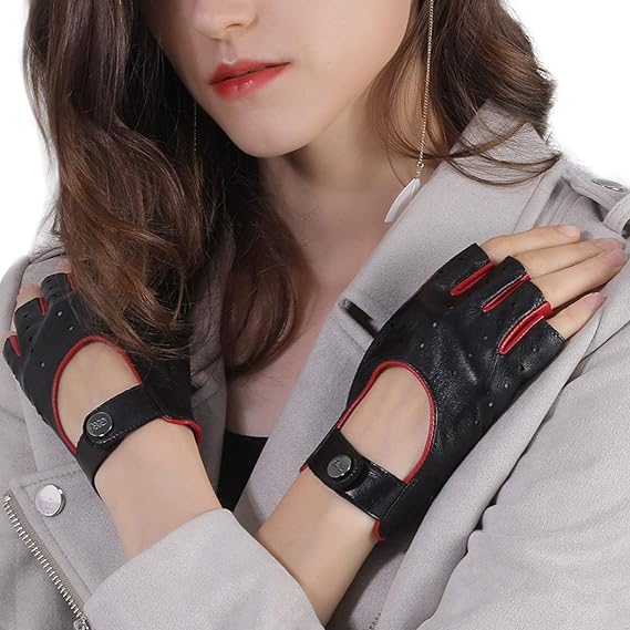 Amazon Gsg 革手袋 レディース 指なし レザー 皮 指ぬきグローブ ドライビンググローブ 半指 夏 フィンガーレス 女性 運転用 バイク用 ドライブ ドライバー手袋 プレゼント ギフトに 0099 手袋 通販