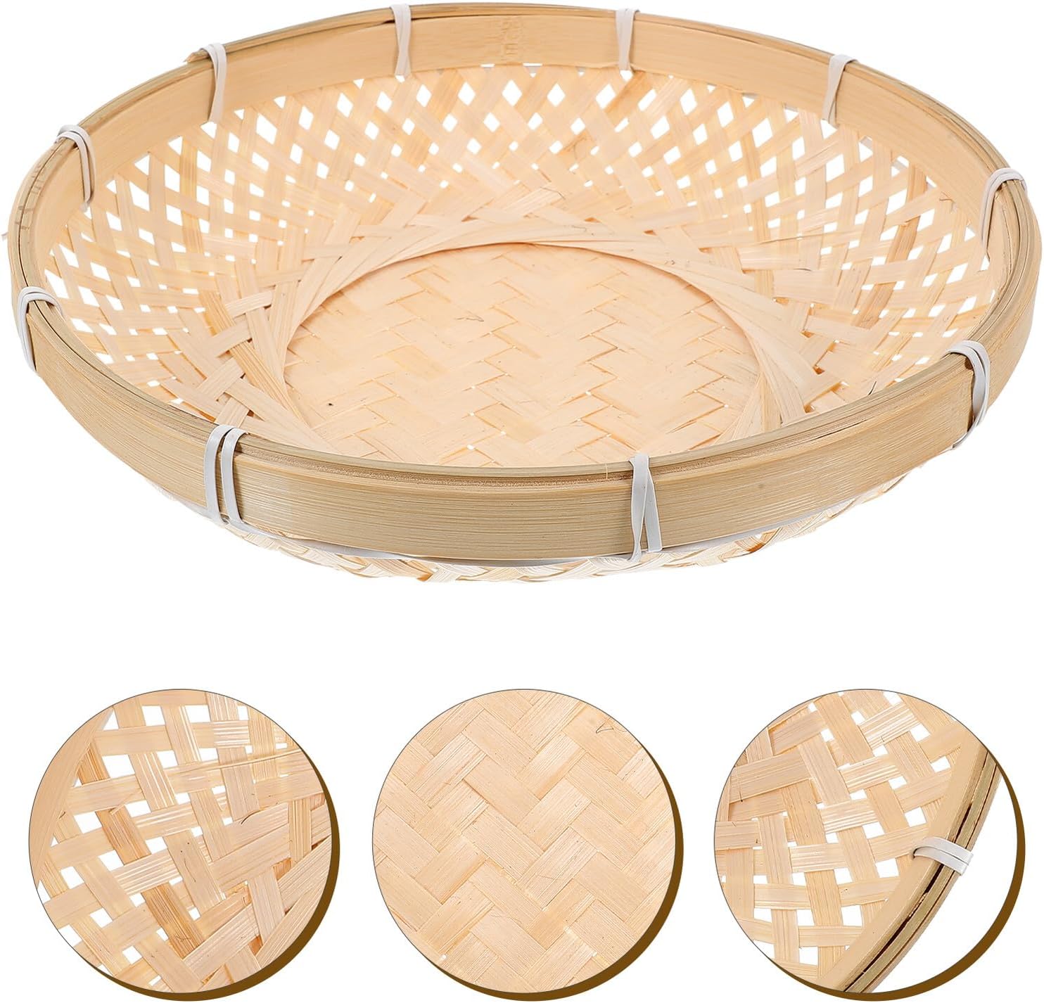 Bamboo Bread Serving Basket Large Capacity Woven Storage Tray