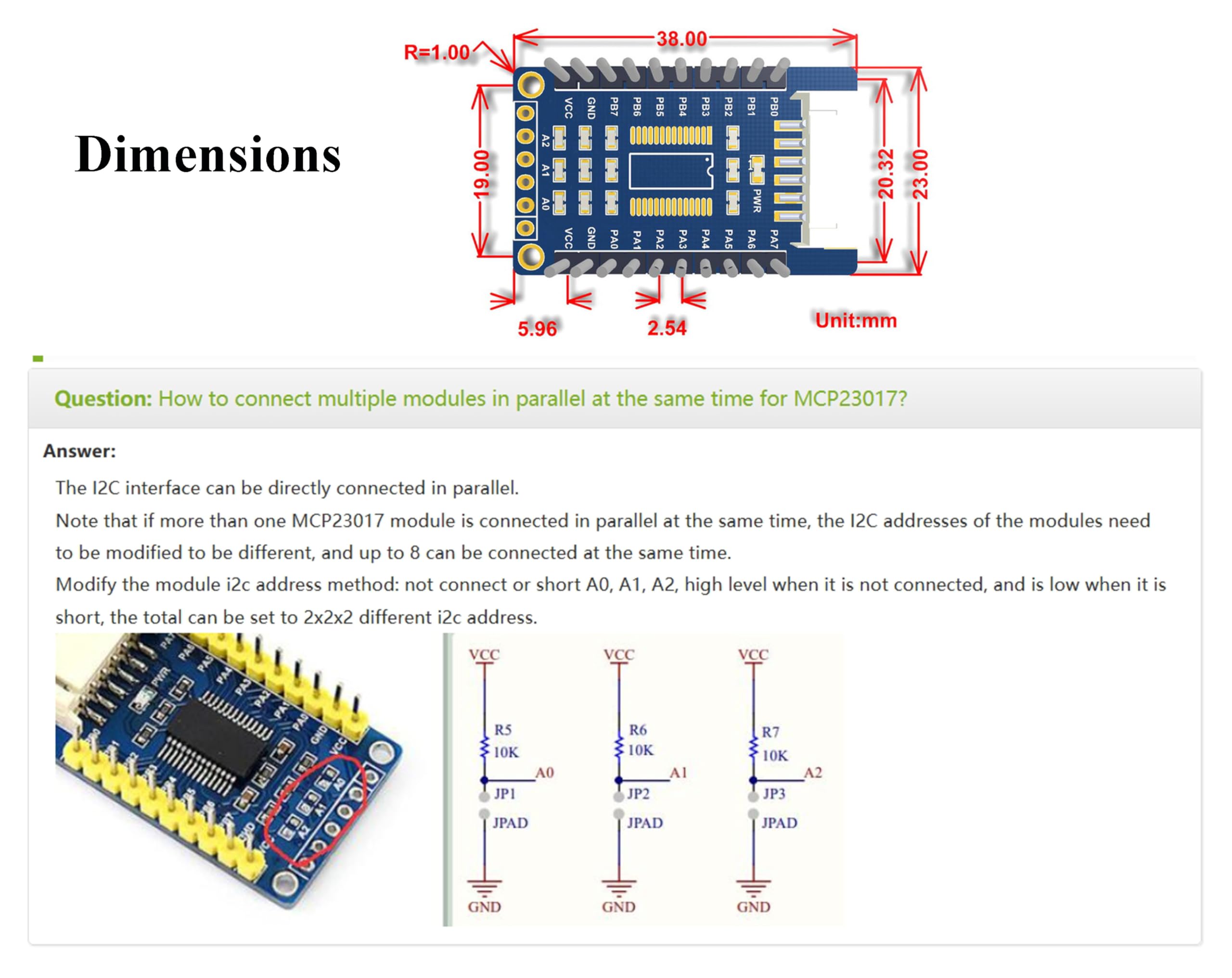 MCP23017 IO Expansion Board Expands 16 I/O Pins, Support Use 8