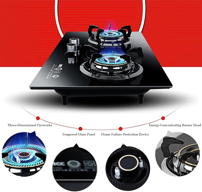 Estufa a Gas 2 Quemadores Encimera Vidrio Templado miniatura 6