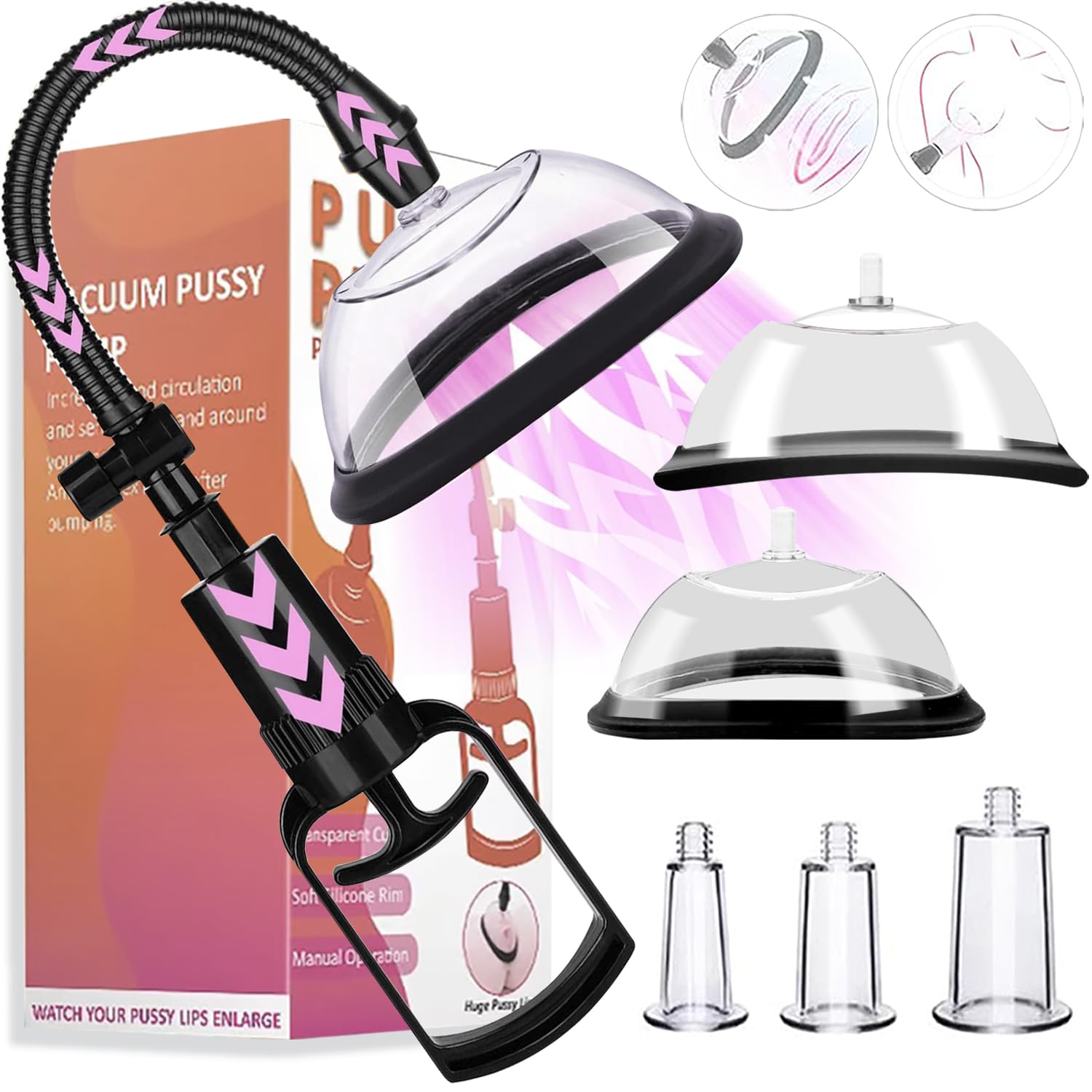 Pussy Pump Sex Toys, Clitoral Pumps Enhance Sensation, Increase Female Sexual Pleasure, Adult Game Nipple Clitoral Stimulator, Vacuum Vaginal Pump 5 Suction Cups, Promote Couple Pleasure