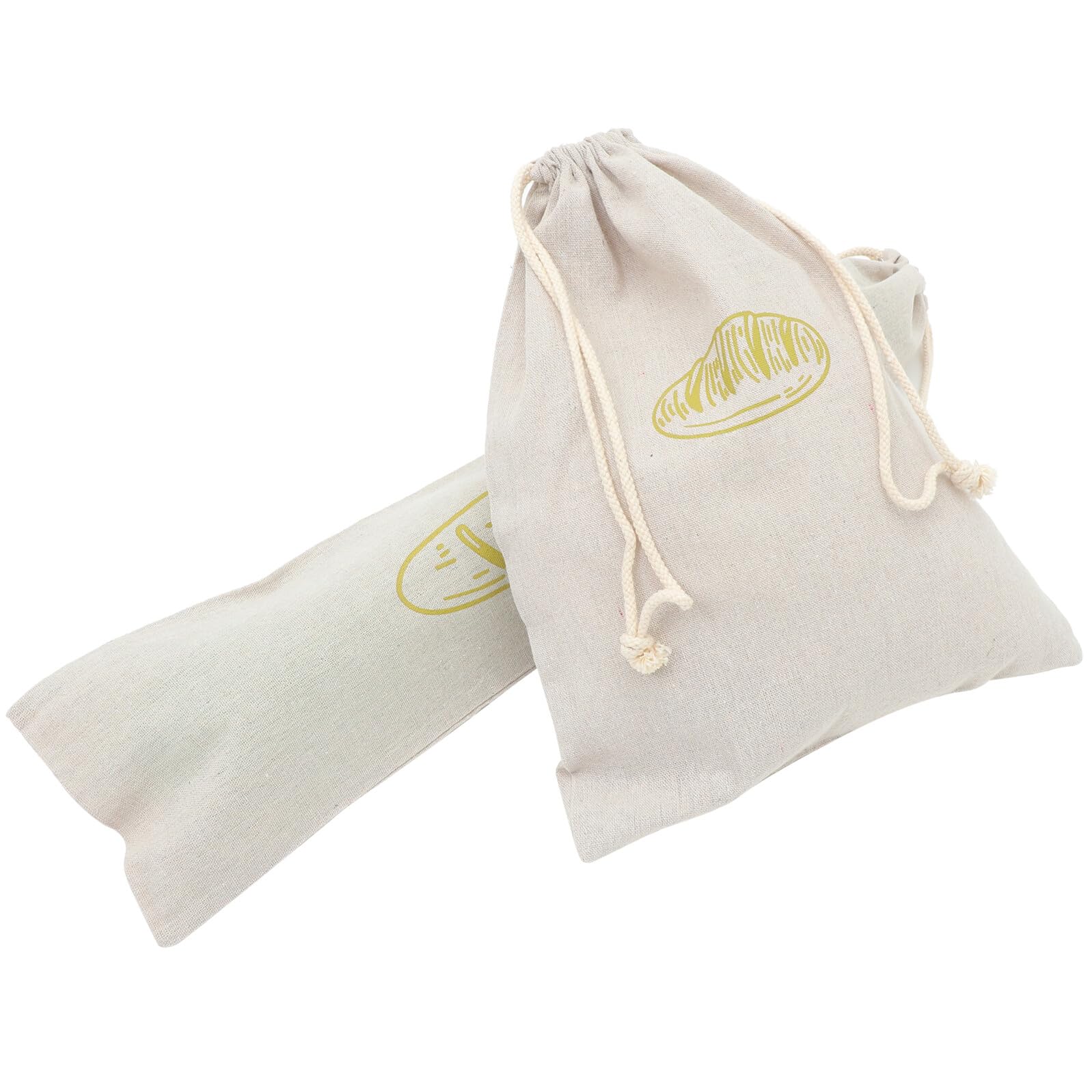 Bolsa de pan de lino para cocina OUNONA juego de 2 bolsas con cordon ideales para pan artesanal
