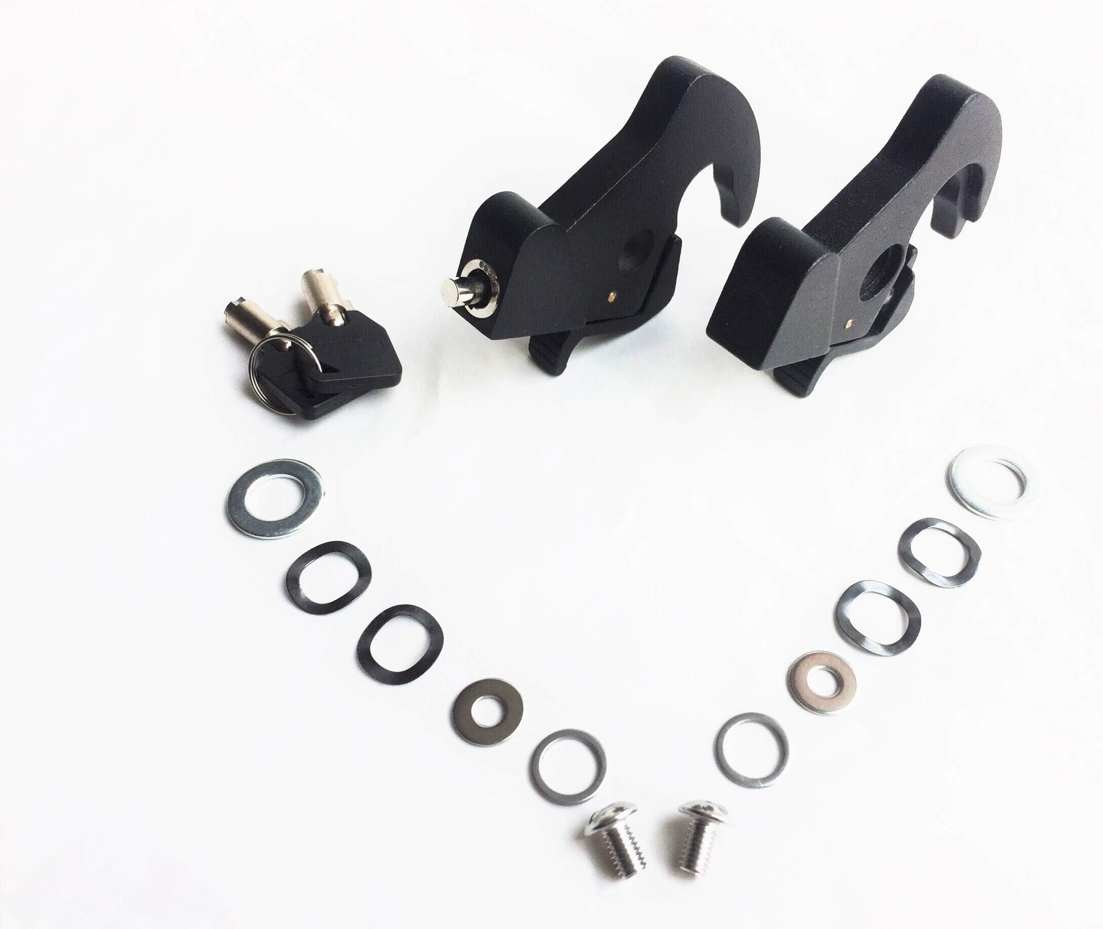 Locking Detachable Latch Kit Rotary Docking Latch Cam Lock Kit with Screw Caps for Harley Davidson HD Dyna Softail Sportster Touring Sissy Bar Luggage Rack (Black, 2 latches, 1 with keys)