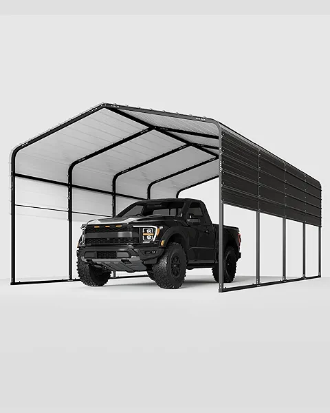 Metal Carport, Carport with Reinforced Base and Galvanized Steel Roof, Heavy Duty Garage Car Shelter Shade, Outdoor Car Port Canopy for SUV, Truck, Boats, 13x21 FT
