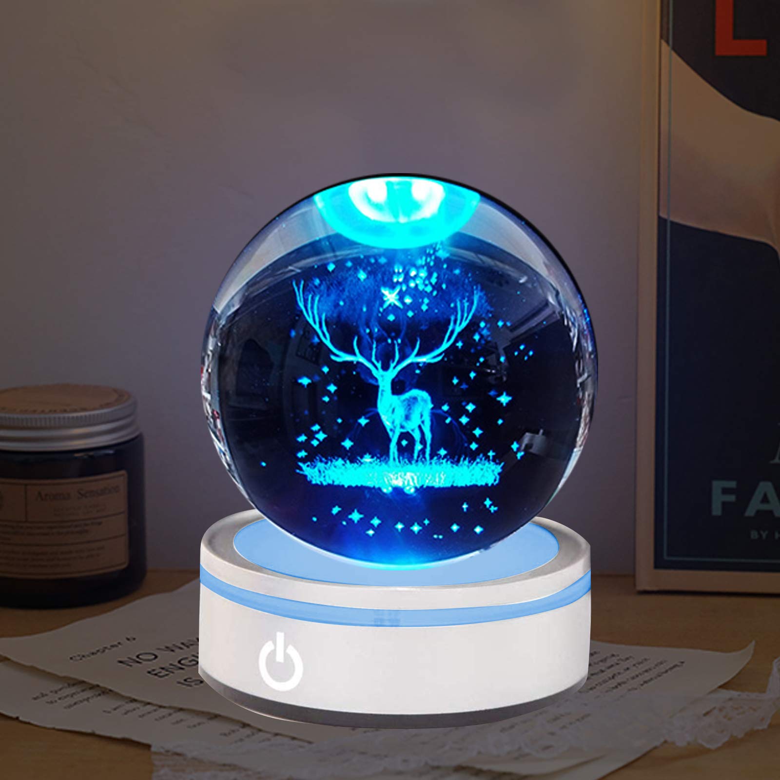 GLEAVI Base Led Rotonda Per Esposizione Cristallo Lampada Decorativa