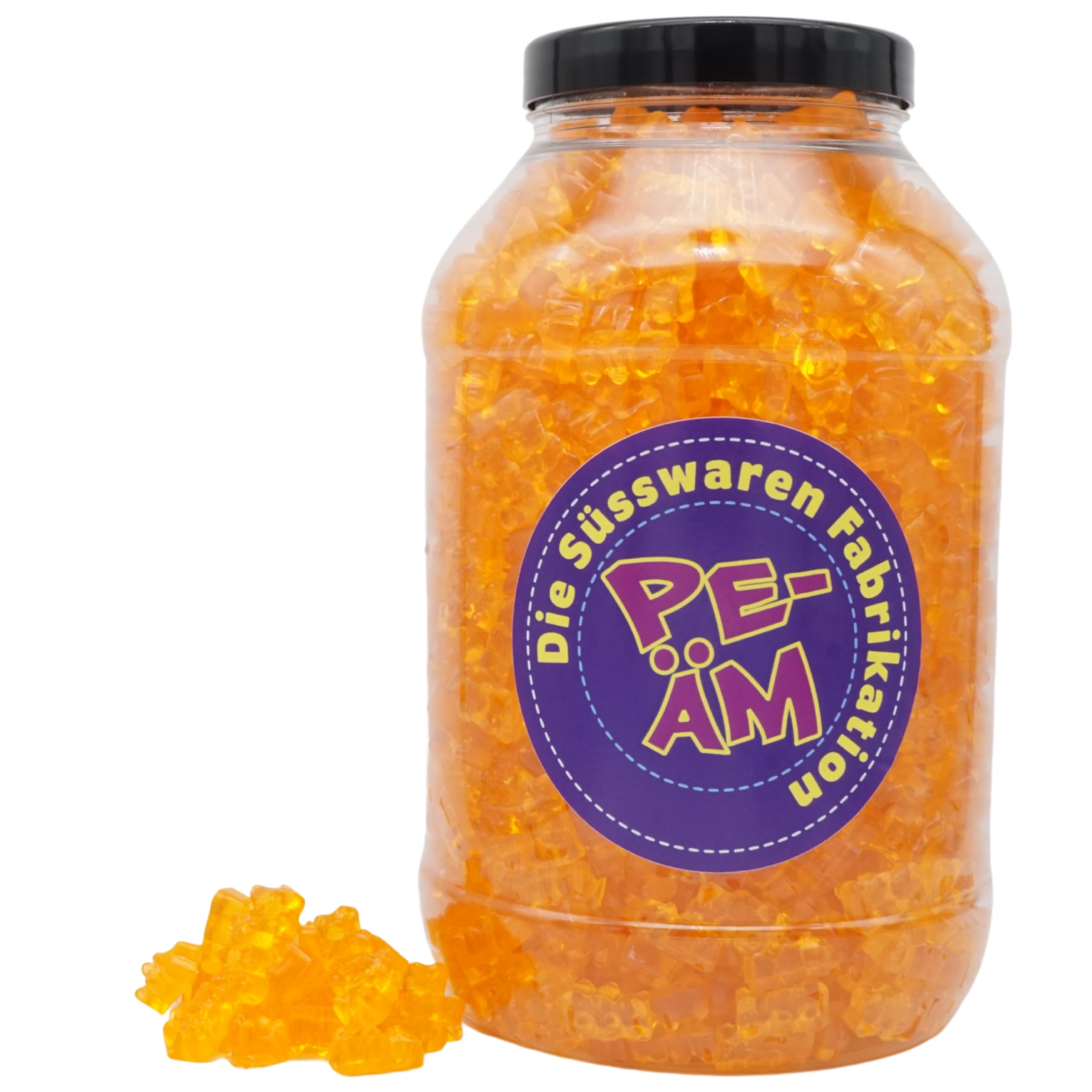 PE ÄM | Zuckerfreie Fruchtgummi Orange Bärchen |3kg Mega Pot | XXL Pack für Party, Candybar & als Geschenk | Süß & Saftig | Premiumfruchtgummi