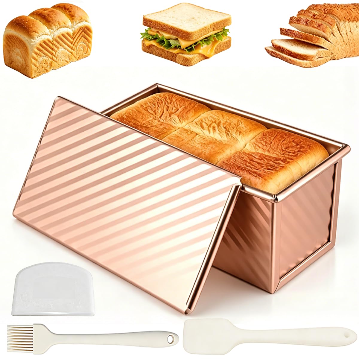 FasTrove Pullman Loaf Tin with Lid 2 Lbs/900 G Heavy-Duty Loaf Tin