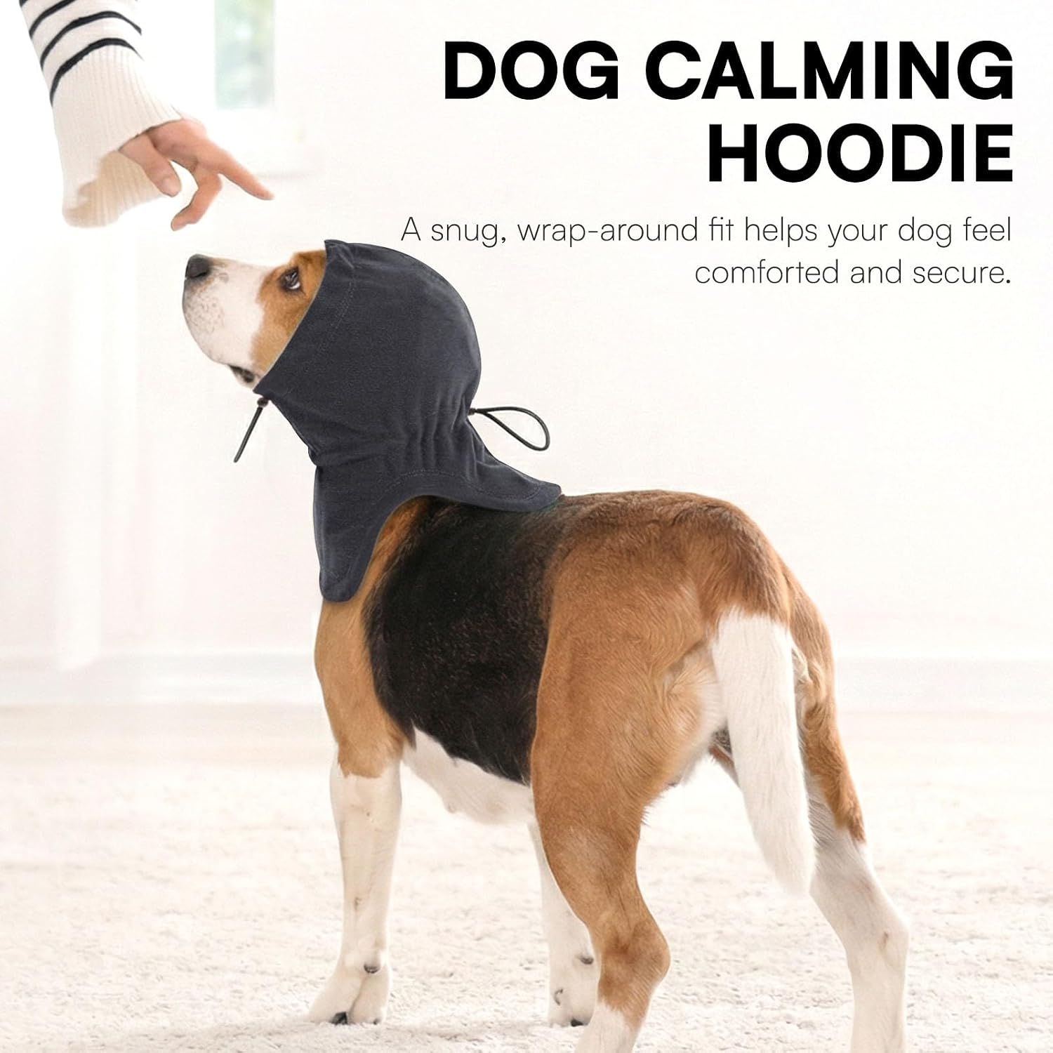 Dog Hoodie, Dog Ear Covers, No Flap Ear Wrap for Labrador Golden Retriever | Anxiety Relief Dog Ear Wrap for Hematoma Wound, Adjustable Pet Calming Hoodie Ear Muffs Noise Protection, DarkGrey XL