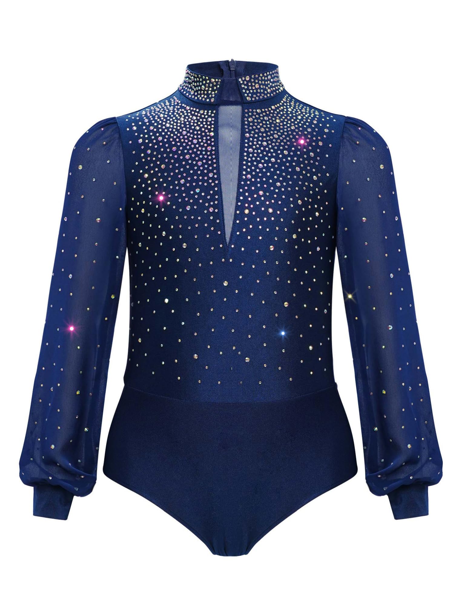 Oyolan Garçon Justaucorps Danse Ballet Manches Longues Strass Tenue Patinage Artistique Leotard Gymnastique Compétition