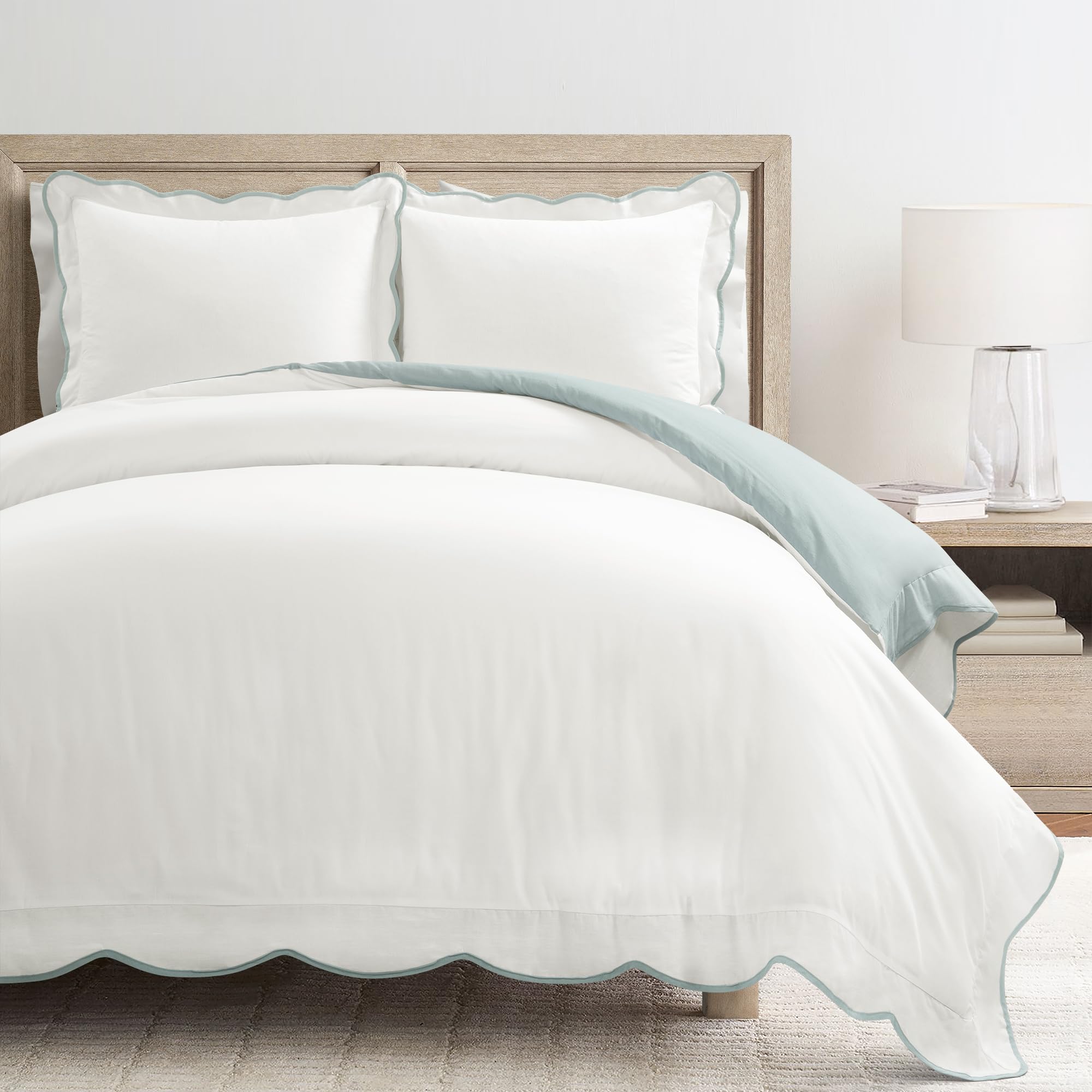 トップス duvet Amazon.com: Lush Decor Coastal Chic Scalloped Edge Cotton