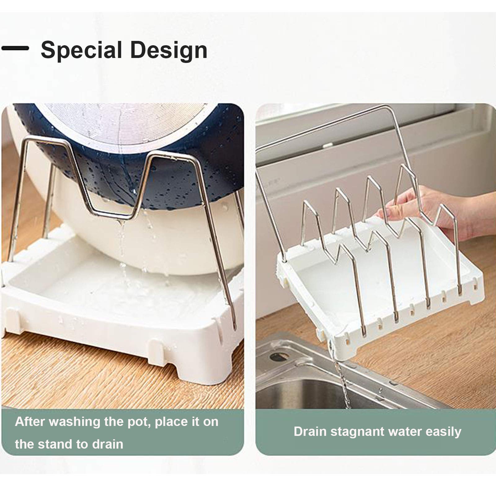 2 Supporti Regolabili Per Coperchi Pentole | Acciaio Inox, Multiuso | Per Cucina Ordinata - Foto 10