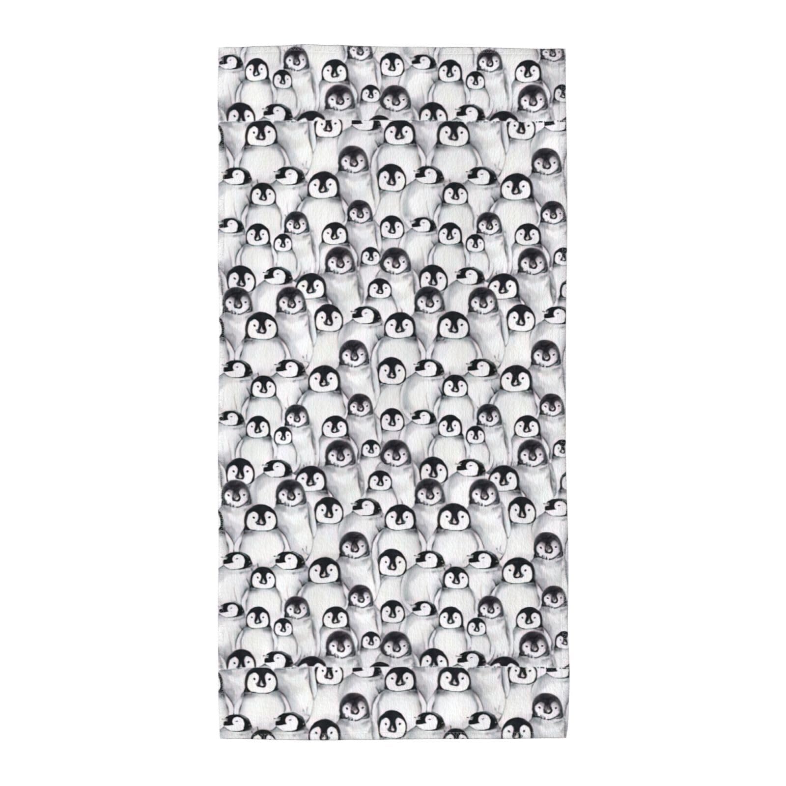 Oazcvbnn Unisex Black Cute Penguins Sketch Print Extra Long Beach Towel Soft Comfortable Quick-Dry Gym Hiking Picnics Swimming