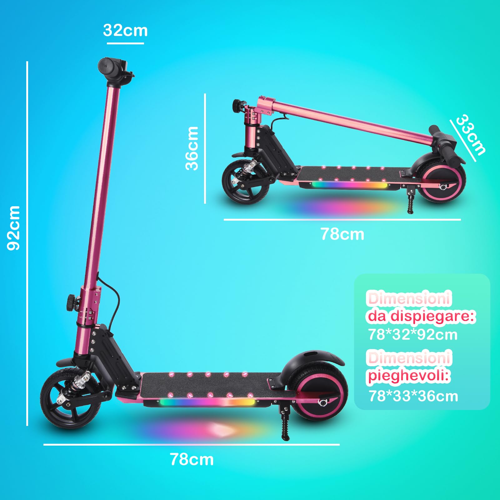 Monopattino Elettrico, 6.5'' Monopattino Elettrico Bambini dai 6 ai 12 anni, Pieghevole Monopattino Bambini,Autonomia 5-8KM,Monopattini Elettrici Display a LED,Regalo per Adolescenti
